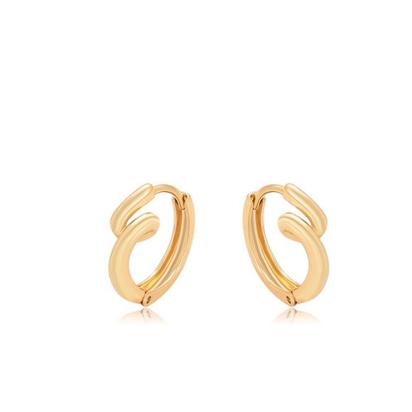 Curly Hoop Earrings 18k Gold Plated Hoop Earrings Luxury Jewelry - Picture 9 of 13
